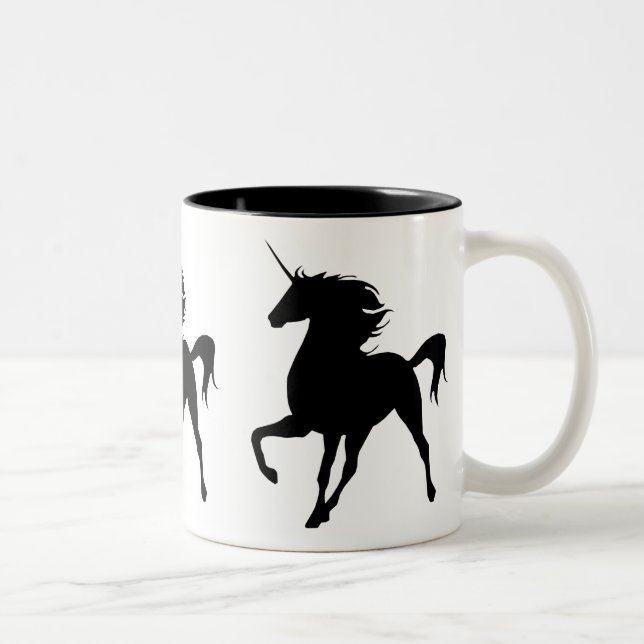 Caneca De Café Em Dois Tons Canhão Silhouette Preto Unicorn (Direita)