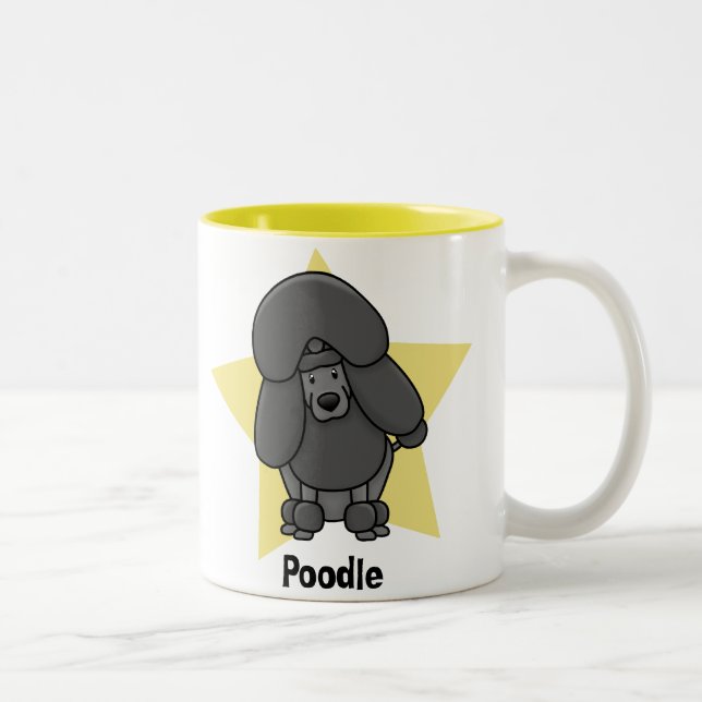 Caneca De Café Em Dois Tons Caniche do preto da estrela de Kawaii (Direita)