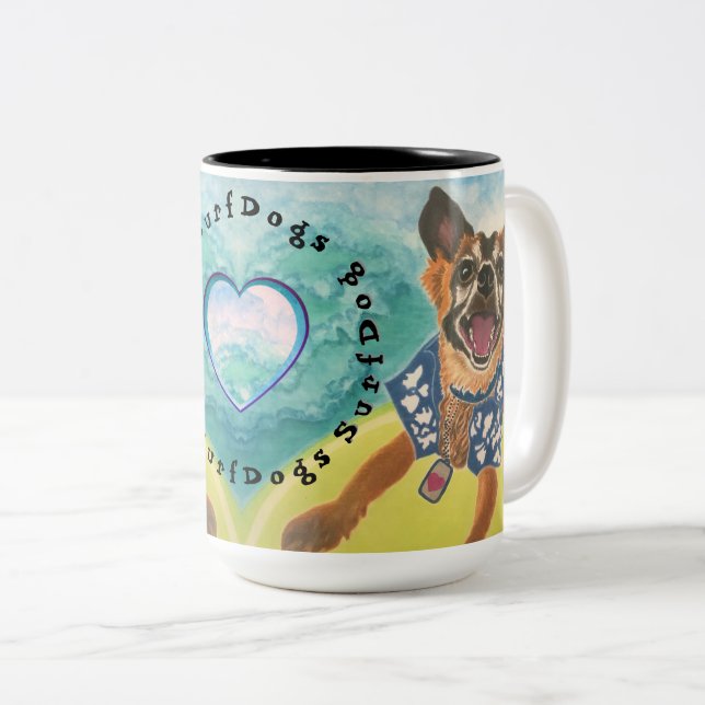 Caneca De Café Em Dois Tons Caninos surfs (Frente Esquerda)