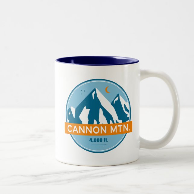 Caneca De Café Em Dois Tons Cannon Mountain New Hampshire Stars Moon (Direita)