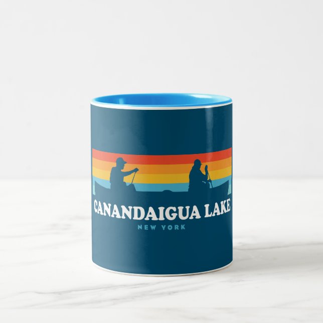 Caneca De Café Em Dois Tons Canoagem do Lago Canandaigua, Nova Iorque (Centro)
