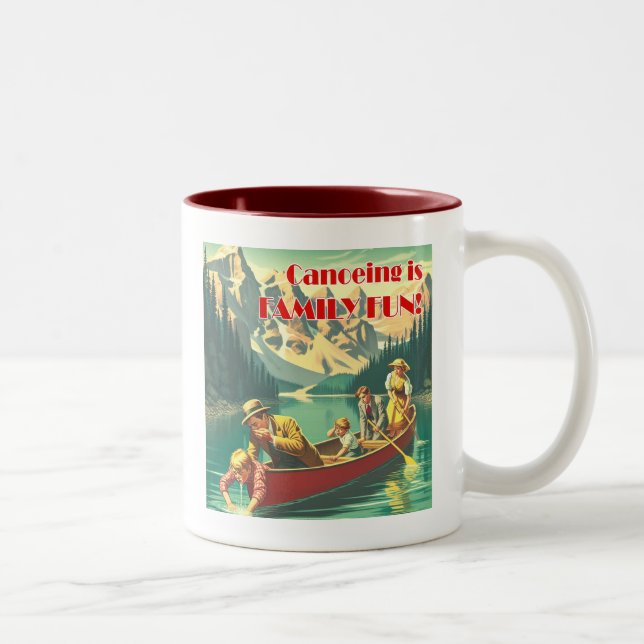 Caneca De Café Em Dois Tons Canoagem É Diversão Familiar (Direita)