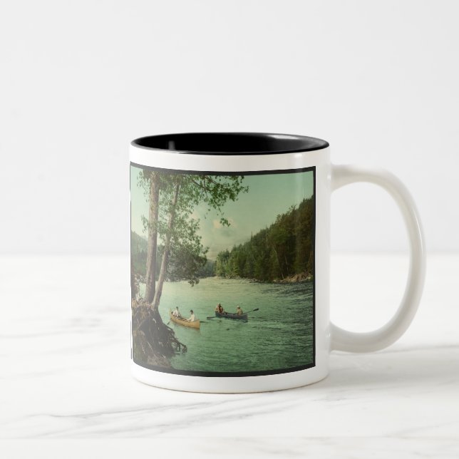 Caneca De Café Em Dois Tons Canoagem em um Stream de Montanha Adirondack (Direita)