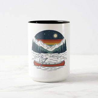 Caneca De Café Em Dois Tons Canoeísta no rio da montanha