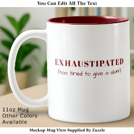 Caneca De Café Em Dois Tons Cansado Definição Divertida Vida Personalizada
