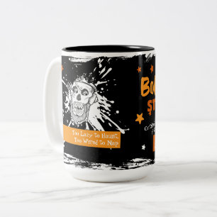 Caneca De Café Em Dois Tons Cansado ósseo ainda com fios - Esqueleto de estaçã