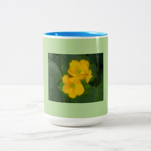 Caneca De Café Em Dois Tons Cantaloupe Blooms (Centro)