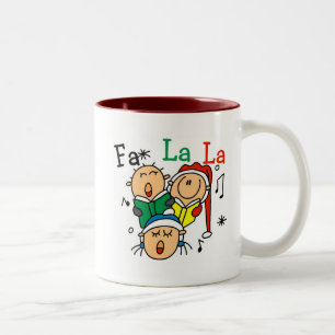 Caneca De Café Em Dois Tons Cantando Camisetas de Natal e presentes