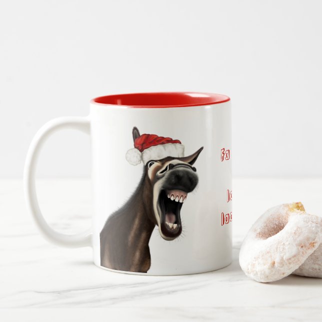 Caneca De Café Em Dois Tons Cantando de Natal Donkey Mug (Com Donut)