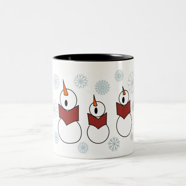 Caneca De Café Em Dois Tons Cantando Snowman Mug (Centro)