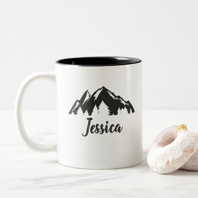Caneca De Café Em Dois Tons Cantares Personalizados (Com Donut)