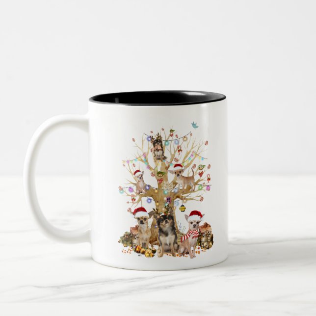 Caneca De Café Em Dois Tons Canteiro de Natal do Chihuahua (Esquerda)