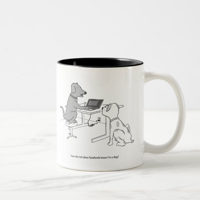 Caneca De Café Em Dois Tons Cão #2 de Facebook (Direita)
