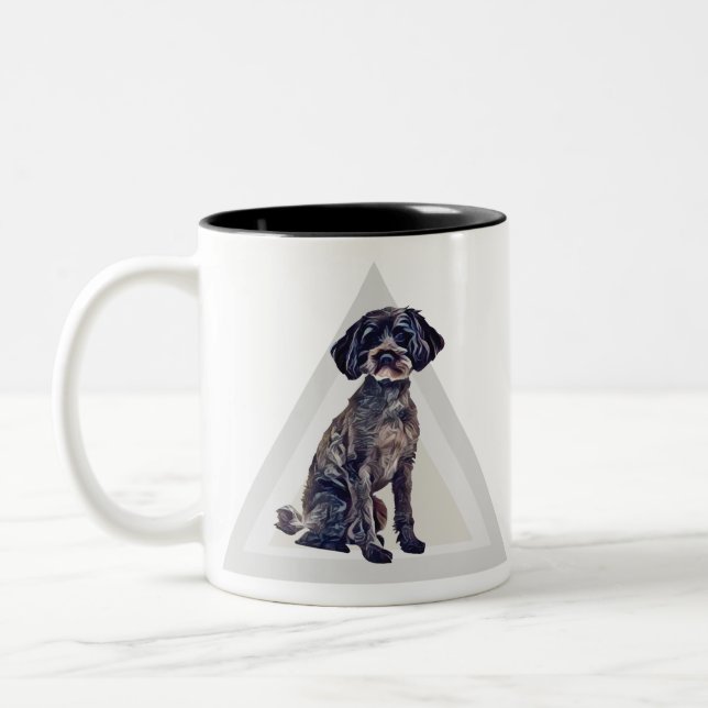 Caneca De Café Em Dois Tons Cão bonito de Schnoodle (Esquerda)