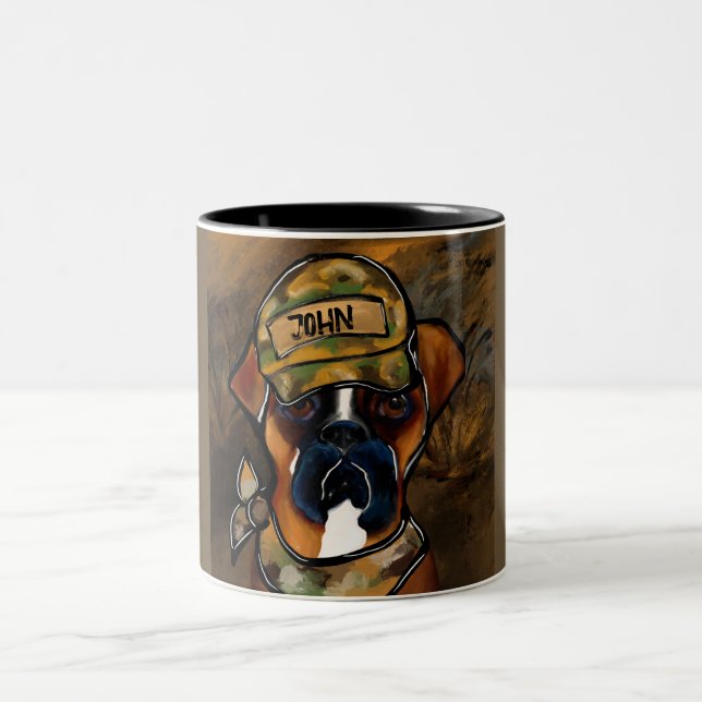 Caneca De Café Em Dois Tons Cão Boxer (Centro)