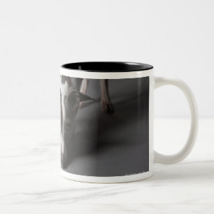 Caneca De Café Em Dois Tons Cão com bacia da diva, assoalho sniffing