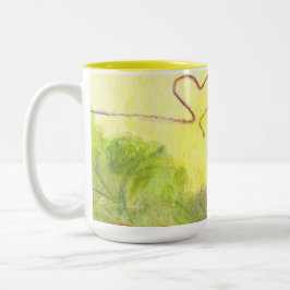 Caneca De Café Em Dois Tons Cão da pesca e gato (do fim-acima)/caneca