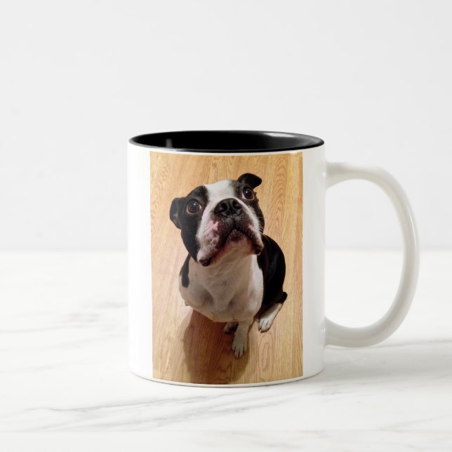 Caneca De Café Em Dois Tons Cão de Boston Terrier (Direita)