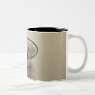 Caneca De Café Em Dois Tons Cão de Terrier que veste o colar protetor,