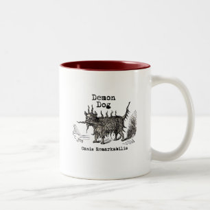 Caneca De Café Em Dois Tons Cão Demônio Vintage Engraçado Fofo