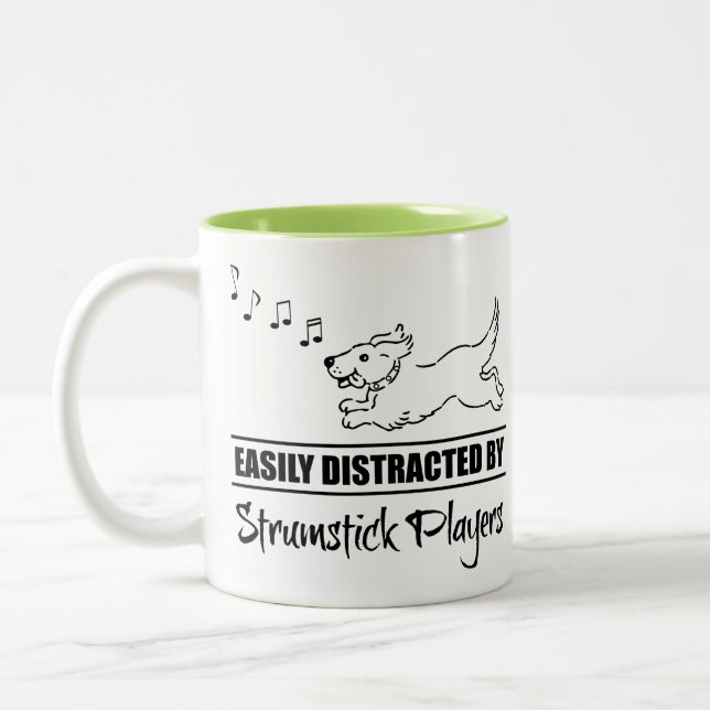 Caneca De Café Em Dois Tons Cão facilmente distraído por jogadores Strumstick (Esquerda)