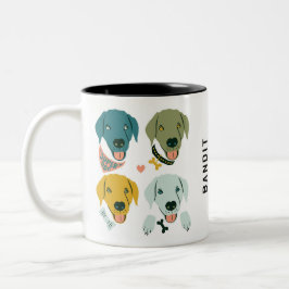 Caneca De Café Em Dois Tons Cão Labrador Moderno Personalizável