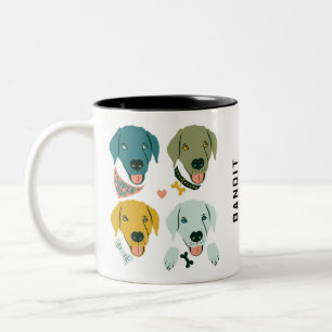Caneca De Café Em Dois Tons Cão Labrador Moderno Personalizável