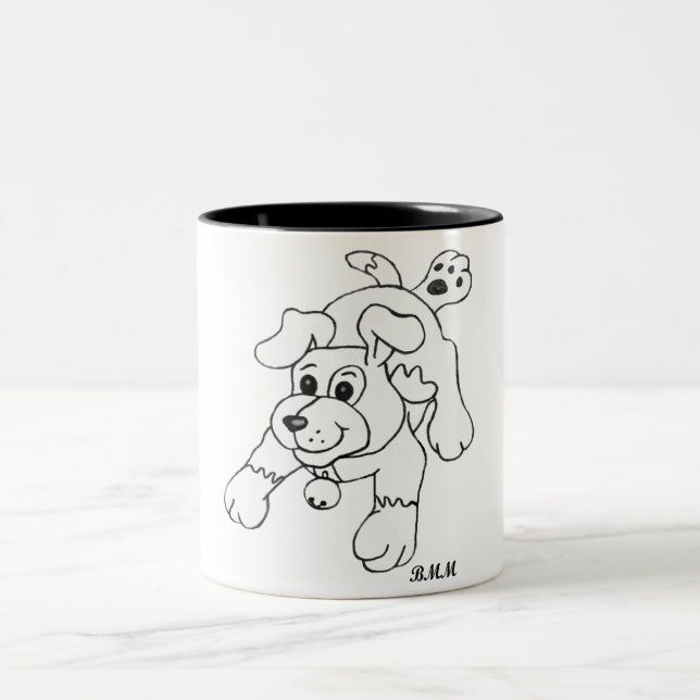 Caneca De Café Em Dois Tons Cão Lápis de Carvão (Centro)