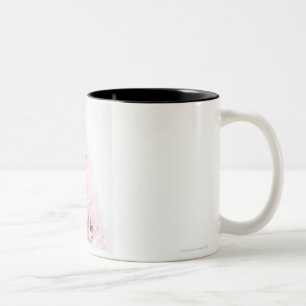 Caneca De Café Em Dois Tons Cão masculino branco com boa cor-de-rosa
