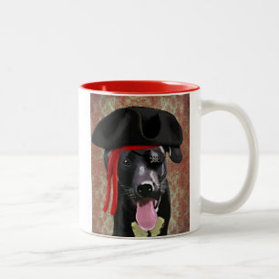 Caneca De Café Em Dois Tons Cão Negro Pirata Labrador