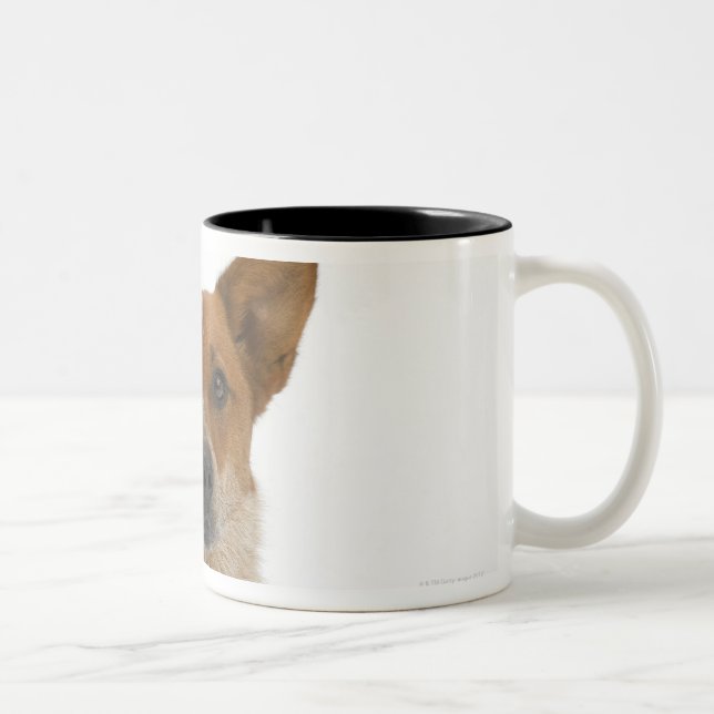 Caneca De Café Em Dois Tons Cão no branco 01 (Direita)