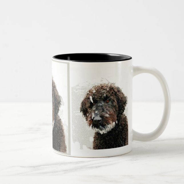 Caneca De Café Em Dois Tons Cão: pintura do labradoodle (Direita)
