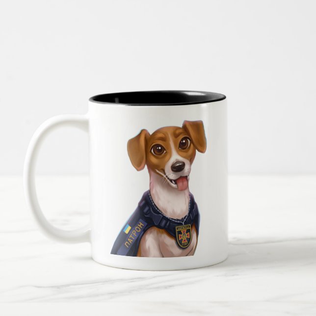 Caneca De Café Em Dois Tons Cão ucraniano Patron T-Shirt (Esquerda)