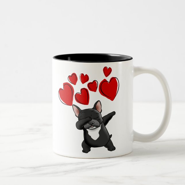 Caneca De Café Em Dois Tons Cãozinho francês bonito (Direita)