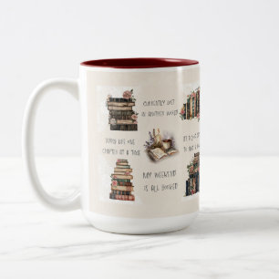 Caneca De Café Em Dois Tons Capa de Citação de Amante de Livros Fofa