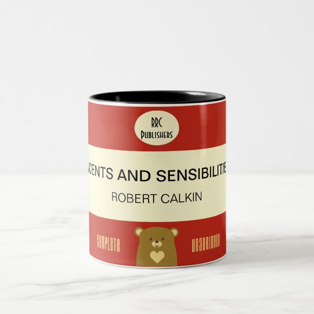 Caneca De Café Em Dois Tons Capa do livro personalizada do urso da vaia - (Centro)