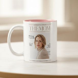 Caneca De Café Em Dois Tons Capa Personalizada de Revista Mamãe – Foto Persona