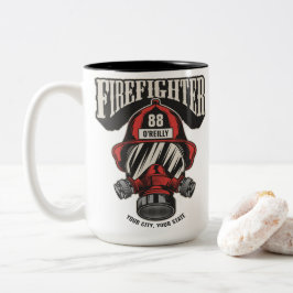 Caneca De Café Em Dois Tons Capacete de Bombeiros Personalizado