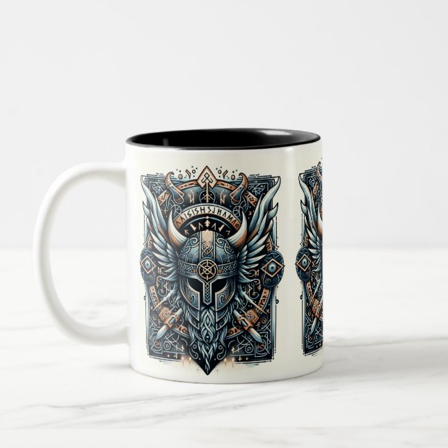 Caneca De Café Em Dois Tons Capacete Mystic Viking Rune (Esquerda)