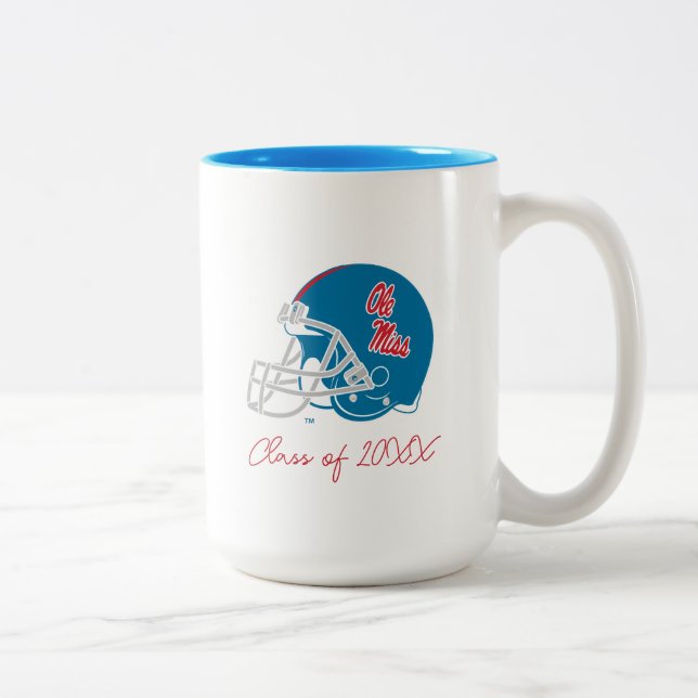 Caneca De Café Em Dois Tons Capacete Ole Miss Futebol | Azul claro (Direita)