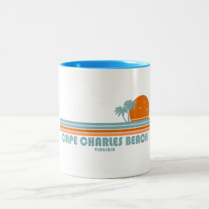 Caneca De Café Em Dois Tons Cape Charles Beach Virginia Sun Palm Trees