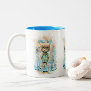 Caneca De Café Em Dois Tons Cape San Blas Florida Beach Cat