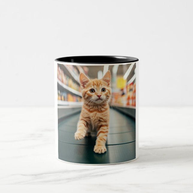 Caneca De Café Em Dois Tons Caper Mug Curioso Transportador de Kitten (Centro)