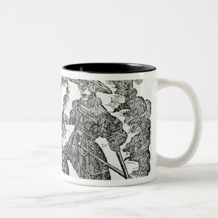 Caneca De Café Em Dois Tons Capitão Kidd Burying Seu Bíblia, ilustração