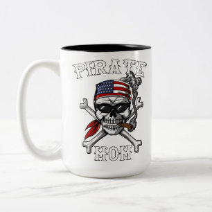 Caneca De Café Em Dois Tons Capitão Marinheiro Mãe do marinheiro do crânio 