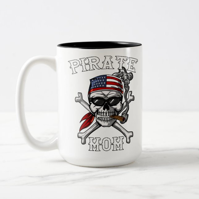 Caneca De Café Em Dois Tons Capitão Marinheiro Mãe do marinheiro do crânio da (Esquerda)