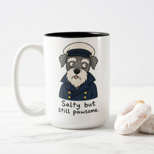Caneca De Café Em Dois Tons Capitão Schnauzer Engraçado Salgado Mas Incrível
