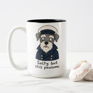 Caneca De Café Em Dois Tons Capitão Schnauzer Engraçado Salgado Mas Incrível