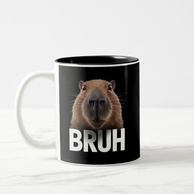 Caneca De Café Em Dois Tons Capivara Engraçada Bruh  (Esquerda)