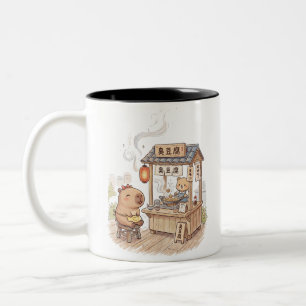 Caneca De Café Em Dois Tons Capivara Feliz em Barraca de Tofu Fedorento Noit